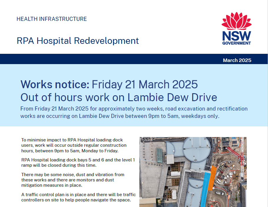 21 March 2025 - Out of hours work on Lambie Dew Drive