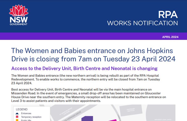 23 April 2024 - Women and Babies entrance closing