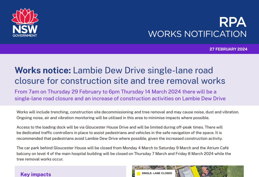 29 February 2024 - Lambie Dew Drive single-lane closure