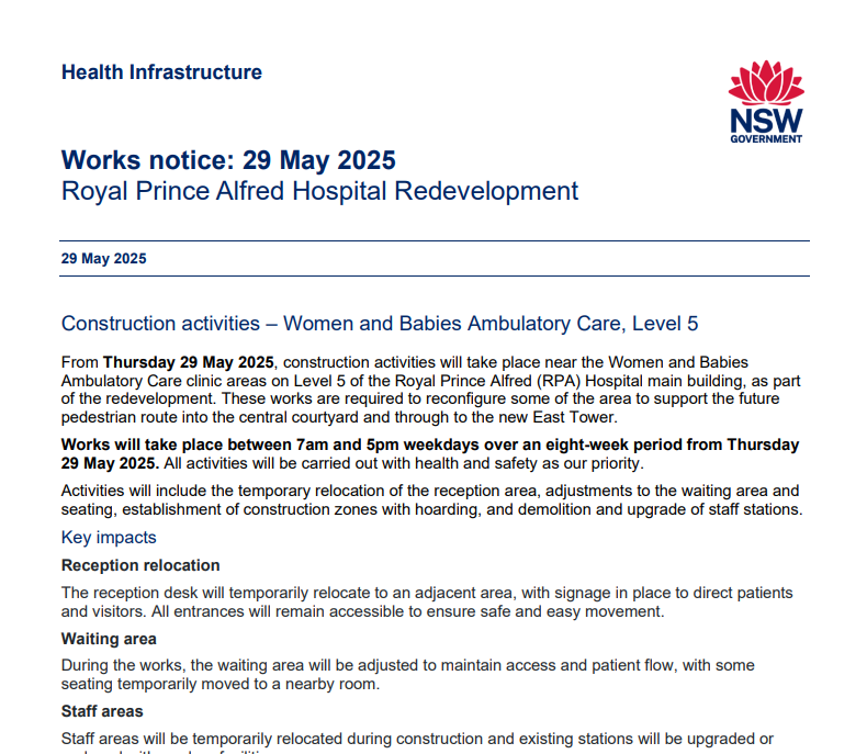 29 May 2025 - Women and Babies Ambulatory Care, Level 5